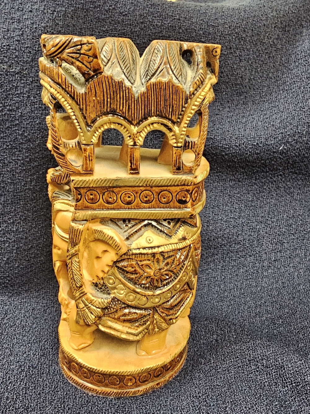 Vintage Hand-Carved Indian Ambabari Royal Howdah Carriage Elephant -
